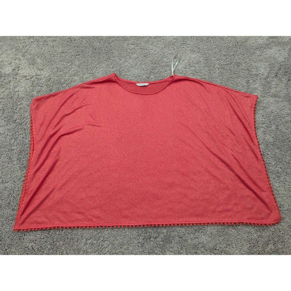 Tommy Bahama Blouse‎ Womens 8XL Oversized Boxy Tee Top Red Tasseled Hem Casual